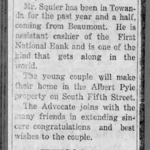 Newly weds to make their home on Albert Pyle property on South Fifth Street. 30 Oct 1919