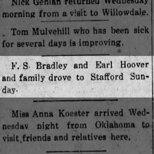 Earl Hoover and family drove to Stafford