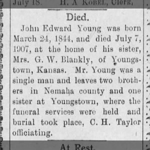 John Edward Young - The Lincolnville Lance, Lincolnville, KS - Jul 12 1907