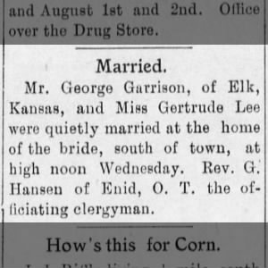 Marriage of Garrison / Lee