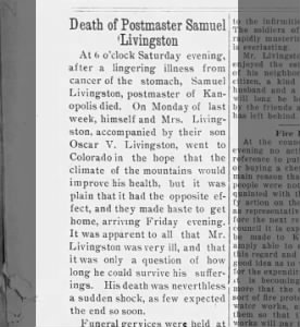 Samuel Grant Livingston 1912 obit pt1
