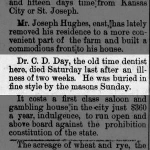 Dr. C. D. Day death 