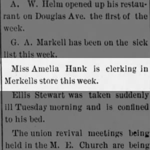 The Kanopolis Independent 16 Feb 1899 Thu page 2 Amelia Hank clerk