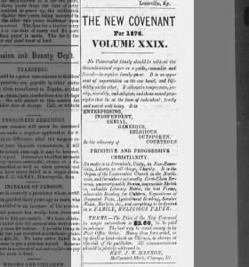 Ad for New Covenant, the Universalist magazine. Description of its philosophy.