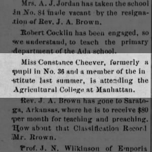 Constance at Agricultural College in Manhattan