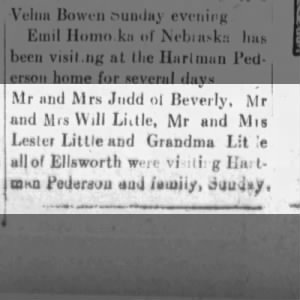 Visit to Pedersen's. Will Little, Lester Little, Margaret McHattie Little. 1918