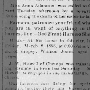 The Labor Review 14 Mar 1895 William Jones Death McCune Kansas