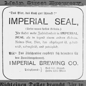 19051124 Neue Kansas Staats-Zeitung Kansas City, Kansas Imperial Brewing Company AD