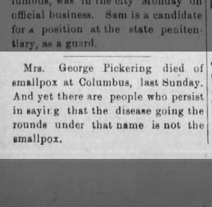 Nacy SMITH Pickering died of smallpox