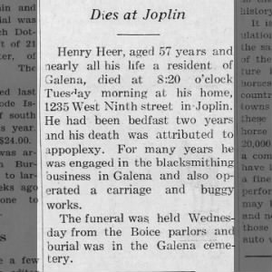 Obituary for Joplin Henry Heer