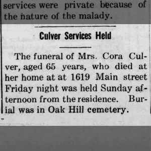 Obituary for Cora Culver (nee Shepard)