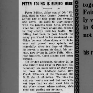 Obituary for PETER EDLING