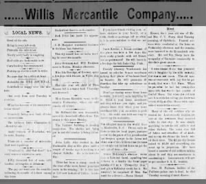 Willis Journal Oct 23 1897 Local News