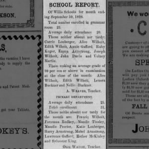 Willis Journal October 8th 1898
