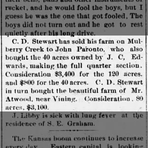 Charles D. Stewart sells farm on Mulberry Creek