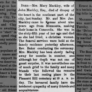 Obituary for Mary Mackley