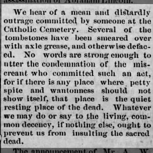 Catholic Cemetery Desecration