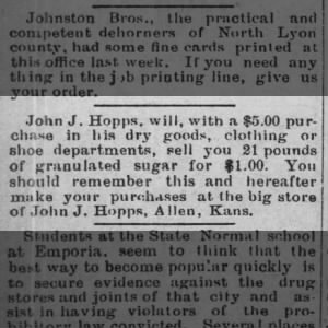 John J Hopps selling goods in Allen