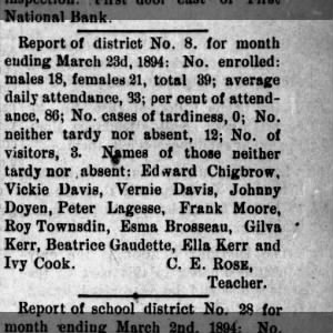 Beatrice Gaudette The District School (Aurora, Kansas) 14 Apr 1894