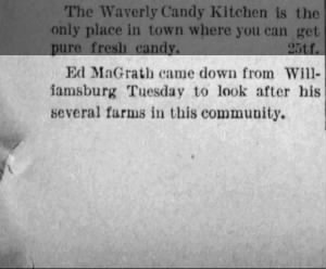 Ed Magrath Waverly Farms
Waverly Record
10 March 1899