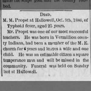 Obituary for M. Propst