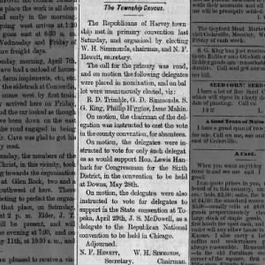 Township Caucus, 17 Apr 1884, Thu.  The Cedarville Review (Cedarville, KS)