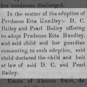 Adoption of Prudence Etta Hundley