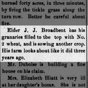 1897-10-02 Elder J J Broadbents granaries are full HUNNEWELL REPORTER Sat. p8