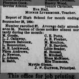 Ella high school kansas oct 5 1894