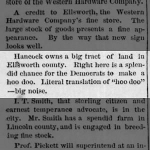"Hancock owns a big track of land in Ellsworth county"