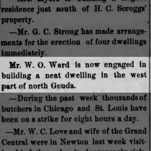 1886-11-06 W O Ward now building house in west part of north Geuda THE CRANK Sat. p5