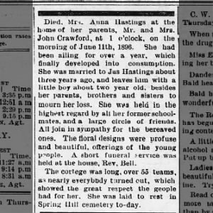 1896 06 12 Anna Crawford Hastings obit