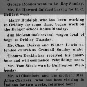 Lewis, Walter attended Crandall church