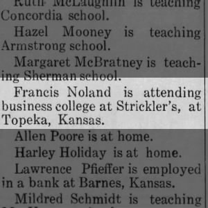 *Noland, Francis - 1925 Attending business college