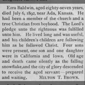 Ezra Baldwin Death