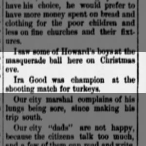 Kansas Traveler 29 Dec 1886 Ira Good Champion at Shooting Match