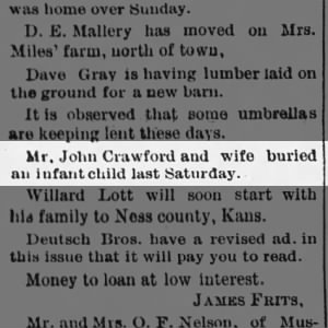 1888 03 02 John Crawford baby buried