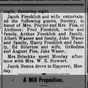 Scruby News - Jacob Freohlich and Wife have Guests - Sept 1913, 