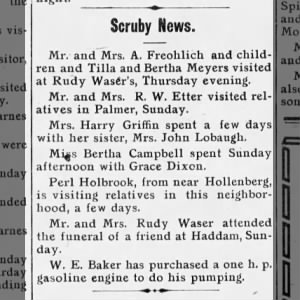 Scruby News - Mr and Mrs A Freohllch Visit Rudy Waser - July 1914