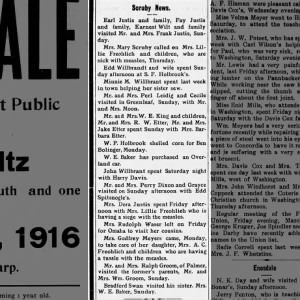 Scruby News - Lillie Froehlich family sick with Measles - March 1916