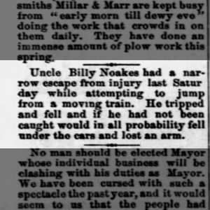 William A "Billy" Noakes Train Accident