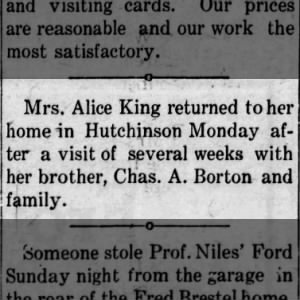 Charlie A Borton sister Alice King