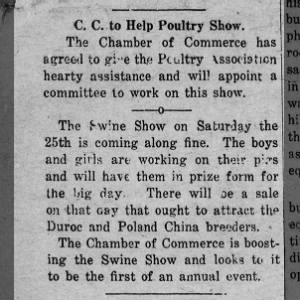 CofC to help poultry show, 10/2/1919