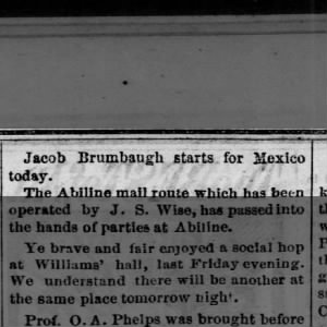 Jacob leaves for Mexico, The Marion Banner, 05/20/1880
