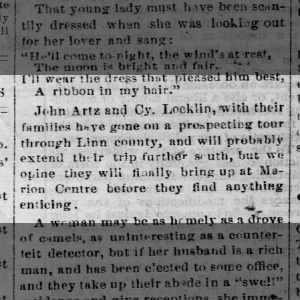 Prospecting Tour, The Marion Banner, 08/11/1881