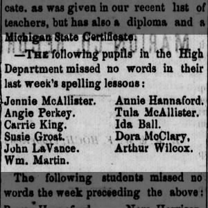 Spelling lessons. The School Galaxy, 11/22/1877, Marion, KS