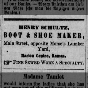 Henry Schultz - Boot and Shoe Maker