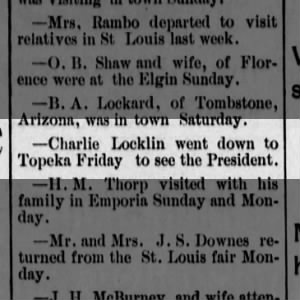 Charlie went to Topeka to see the President, The Central Advocate, 10/15/1890