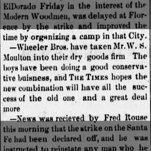 Wheel Bros take W.S.Moulton into their dry good firm, The Daily Times, 03/19/1888
