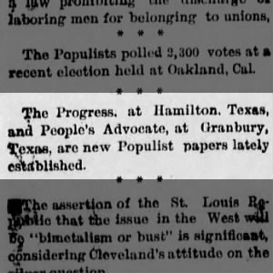 1894 May 4 Emporia KS Daily Tidings Progress newspaper at Hamilton
